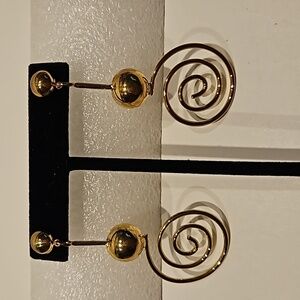 Goldtone Swirl & Ball Pierced Earrings